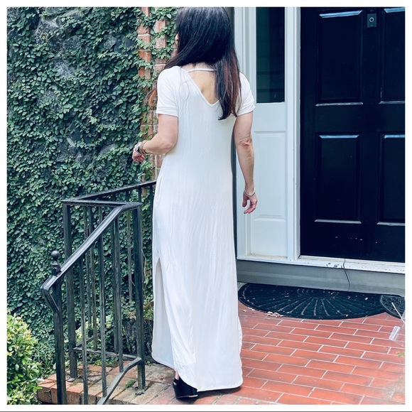 03 Summer perfect! Off white maxi dress side pockets - Picture 4 of 6